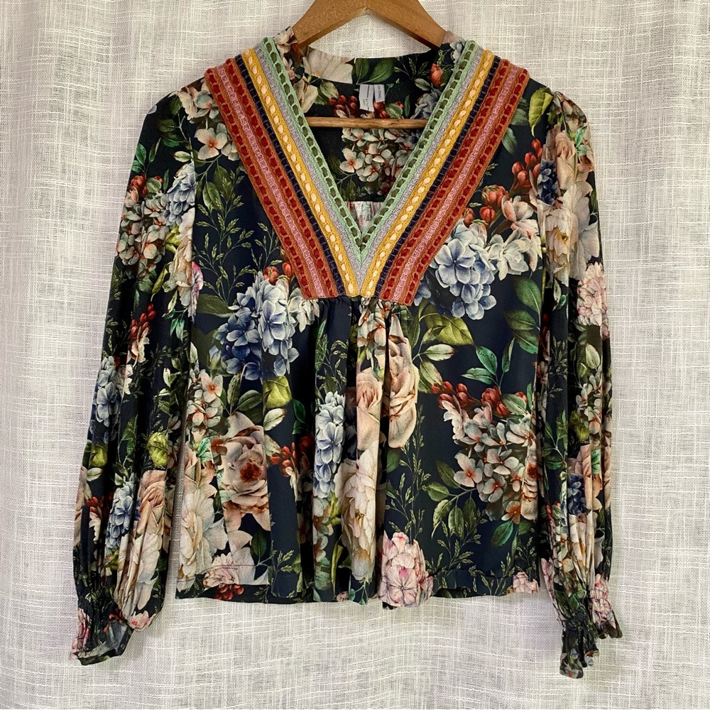 Anthropologie Bl-nk London STEPHANIE Floral Oversize Blouse XXS